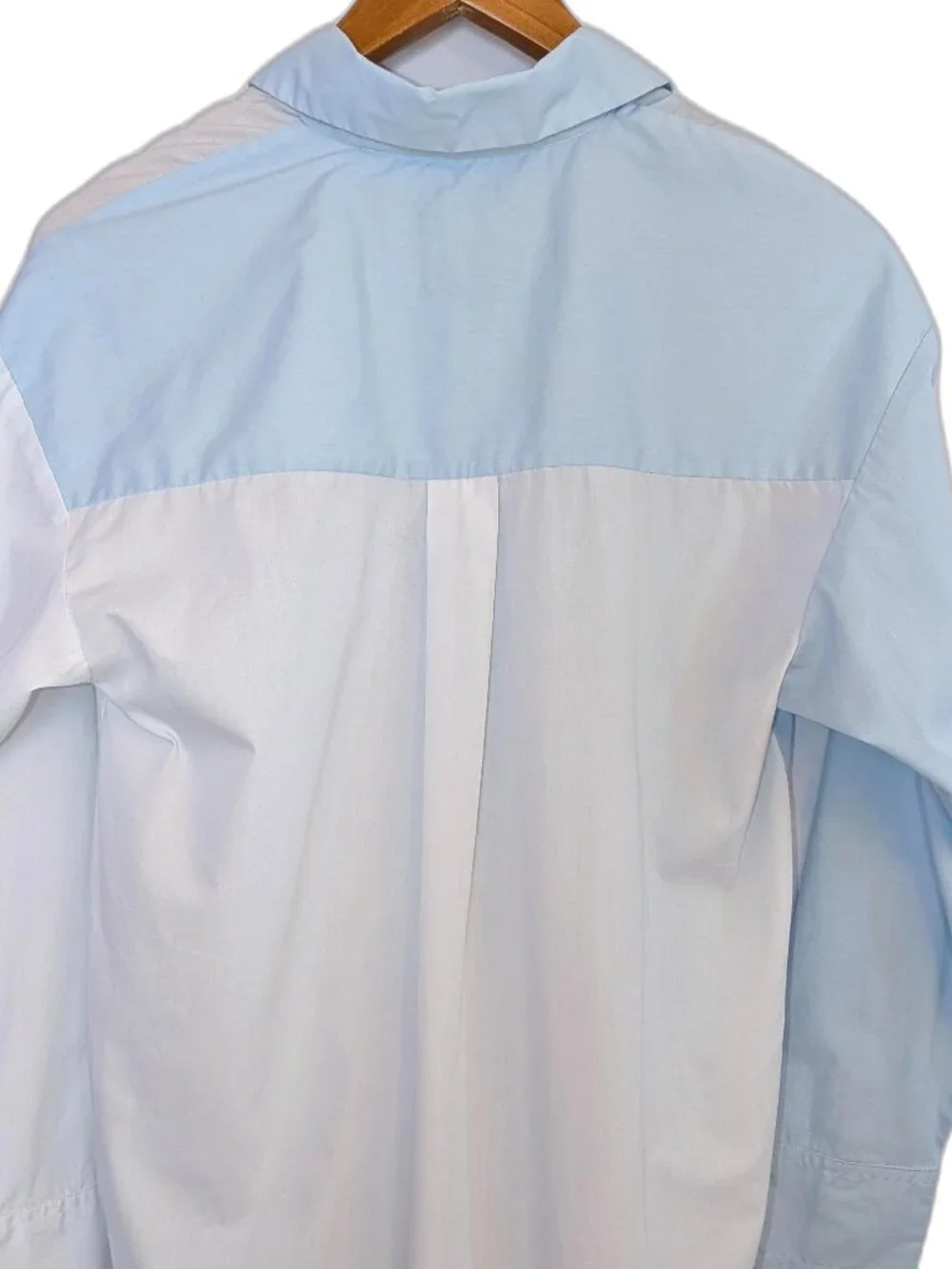 Abercrombie & Fitch | Oversized Poplin Button Down Colorblock Blue & White | XXS